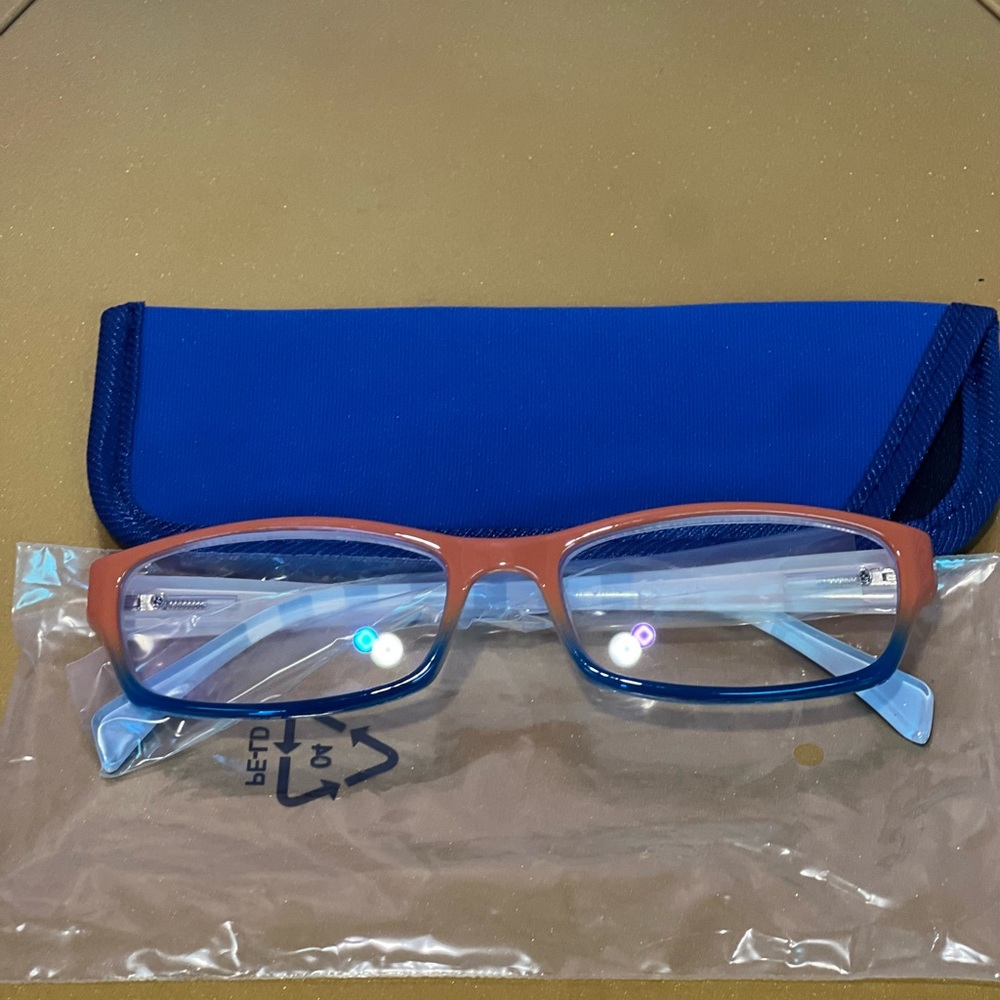 Blue and Orange Glasses with Case